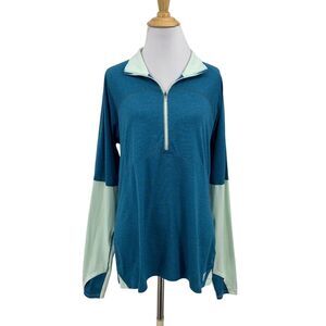 Korsa Shirt Womens XL Extra Large Multi Static Run Sports Half Zip Thumbholes